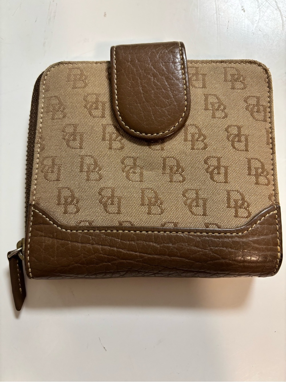Dooley & Bourke Monogram Brown Canvas and Leather Women's Wallet